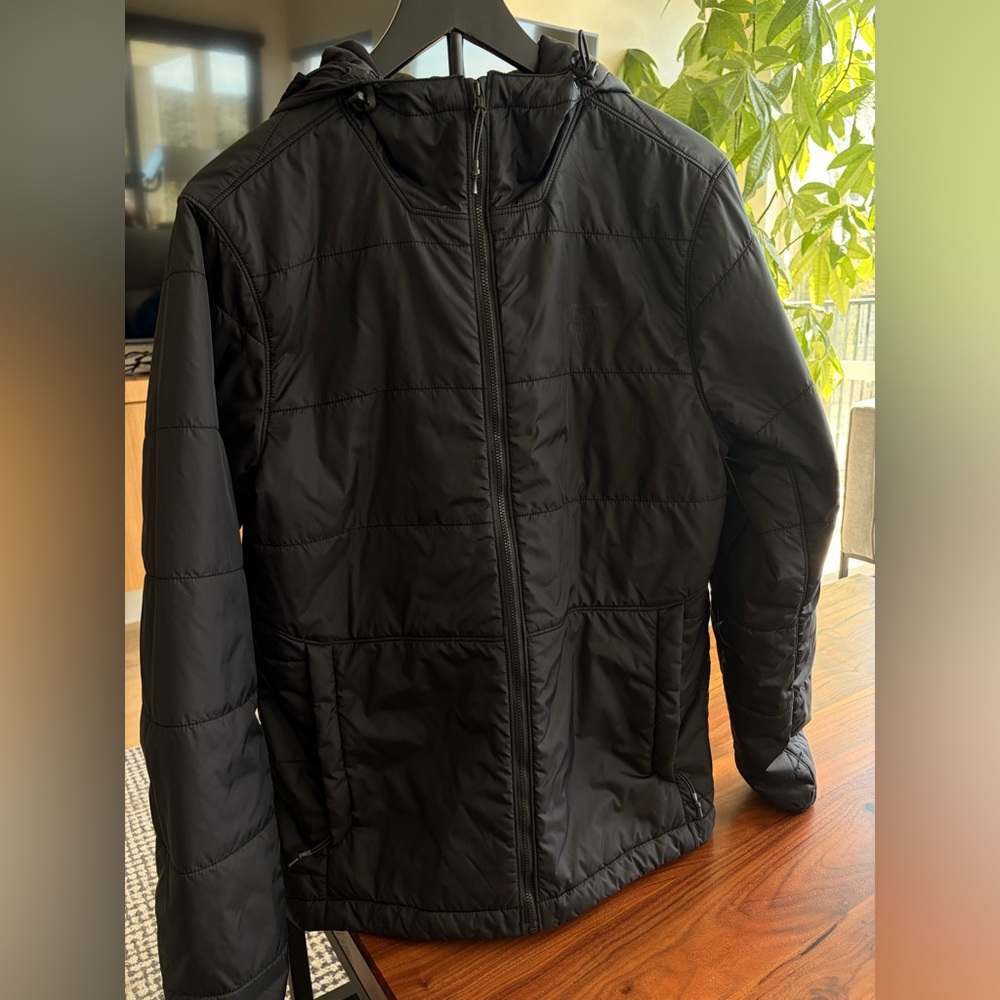 Fox Men's Black Lightweight Quilted Shirt Jacket with Hood